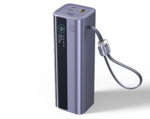 Baterie externa Baseus EnerGeek E0028Q00, 25.000 mAh, 200W, cablu USB-C dual retractabil, gri