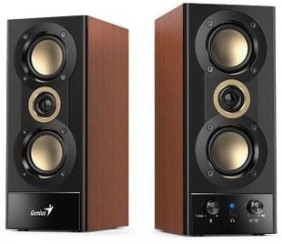Boxe Genius 2.0 SP-HF800BT pentru PC si TV, 14W RMS, 2x 10W, Bluetooth, mufa 3.5mm, frecvente 80- 20.000 Hz, finisaj lemn brun