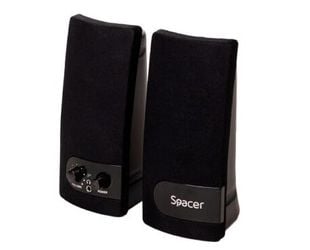 Boxe Spacer SPB-216, sistem 2.0, 6W RMS, 2x 3W, control volum, mufa casti, jack 3.5mm, alimentare USB, negru