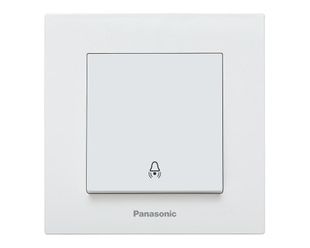 Buton sonerie, montaj incastrat, 220V 10 A, IP20, alb, protectie impamantare, Karre Plus Panasonic P-KPZ