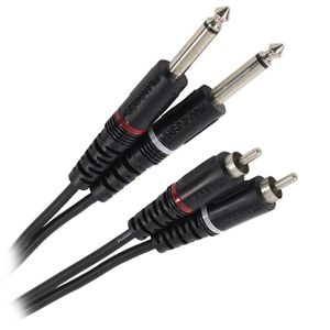 Cablu audio, 2x Jack Mono 6.35mm tata, 2x RCA tata, lungime 3m, Plugger 2Jack2Tata