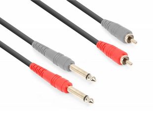 Cablu audio 2x Jack Mono 6.3mm la 2x RCA Tata 1.5m, Vonyx 177.752