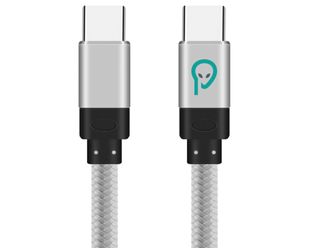 Cablu de alimentare si date, USB Type-C, 1 m, gri, material impletit, Spacer, SPDC-TYPEC-TYPEC-BRD-SL