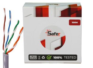 Cablu de retea UTP, Cat5e, CCA, 100 metri, Safer, SAF-CAT5EUN922I-U-100M-CCA