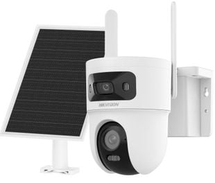 Camera cu SIM 4G si panou solar HiLook IPC-CFSP8-D/4G-SIM Cold Proof, 4+4MP, IR+LED 30m, baterie 10000mAh, Smart Tracking, audio, alarma, IP66