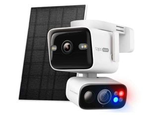 Camera supraveghere Wi-Fi cu panou solar TP-Link Tapo C675D KIT, dual-lens 4K, rotire 360, detectie AI, Wi-Fi 2.4/5GHz, IP65, sirena, IR+L