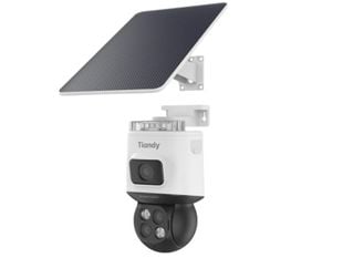 Camera wireless cu panou solar Tiandy, 4MP, Wi-Fi, audio bidirectional, 3 lentile, zoom 12x, IR+LED 50m, detectie AI, IP65, TC-H3C3C 8DA-12X