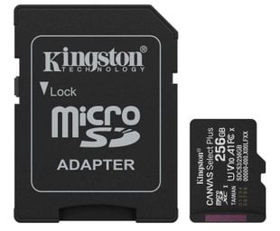 Card microSDXC 256GB Kingston Canvas Select Plus, Clasa 10, UHS-I, V10, A1,150MB/s, cu adaptor SD, SDCS3/256GB
