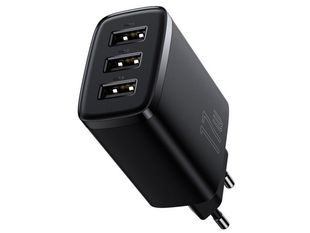 Incarcator Baseus Compact, 3 porturi USB Type-A, 17W, tensiune 100-240V, negru, CCXJ020101