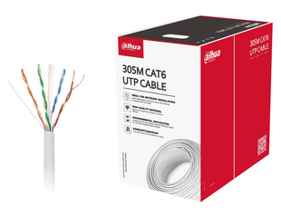 Cablu de retea UTP CAT6 Cupru 0,53 mm rezistent la flacara, lungime 305m, 100% Cupru, Dahua PFM920I-6UN-C