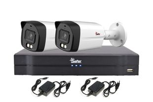 Sistem supraveghere 2 camere exterior 5 MP, LED alb 40m + DVR 4 canale, Safer DH-2E52-AA