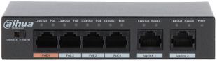 Switch 4 porturi POE 60W Dahua Watchdog  PFS3006-4ET-60