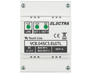 Doza derivatie pentru interfoanele Electra Touch Line cu 4 fire, 1-4 familii, montaj pe sina DIN, VCB.04SC3.ELGTL