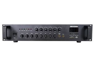 Amplificator analog adresare publica Hikvision DS-QAE0A240G1-VB6, 240W, 6 zone, 4-16 ohm, 70/110V, Bluetooth, USB 2.0, SD, 2 intrari microfon 6.3mm
