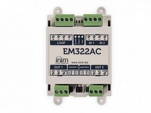 Modul adresabil cu 2 intrari si 2 iesiri Inim EM322AC, releu de supervizare, protocol Enea, izolator inclus, montaj sina DIN, EN54