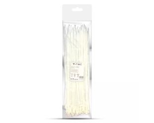 Coliere de plastic zimtat, plastic, 2.5 mm x 200 mm, albe, 100 bucati, V-TAC SKU-11163