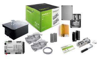 Kit automatizare porti batante, cutie protectie motor si sistem deblocare cu levier si cheie, Comunello GKEE035EL0900A-KIT