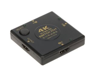 Switch HDMI Pawonik, 3 intrari, 1 iesire, 4K UHD, HDMI 1.4b, mod automat si manual, Plug & Play, HDMI-SW-3/1-V1.4B
