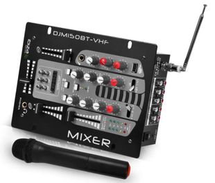 Mixer audio 2 cai, 5 canale, cu microfon VHF, USB-MP3 Bluetooth, Ibiza Sound, DJM150BT-VHF