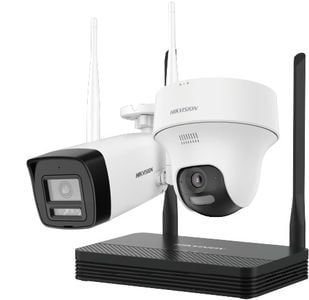 Kit supraveghere IP Wireless Hikvision HiLook EasyLink IKS-2044BTH-PH/W, 2 camere 4MP, NVS, IR 30m, microfon, difuzor, slot microSD