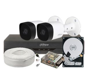 Kit supraveghere video 2 camere, complet, FULL HD, IR 20m, 1 x HDD, SAF2E22-1TB-SHQ-DH