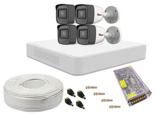 Kit supraveghere video cu 4 camere de 5 megapixeli, DVR si accesorii, smart IR 30m, microfon, SAFER, SAF-4X5MPIR30ACC