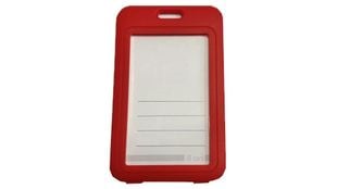Suport pentru ecuson CH-001V-R, material PVC, prindere verticala, rosu