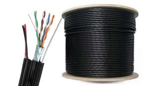 Cablu FTP, Cat5e, ecranat, alimentare 2x0.75mm, cupru, sufa de sustinere, FTPCUCAT5Q5SUFA+POWER