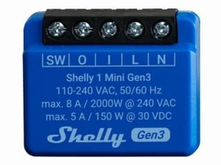 Releu SHELLY 1 MINI GEN3, Wi-Fi, Bluetooth, 1 canal (8A), aplicatie mobila