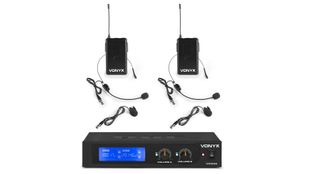 Set 2 microfoane si lavaliera VHF, 2 canale,  jack 6.3mm, baterii 2x AA, carcasa plastic, Vonyx WM522B