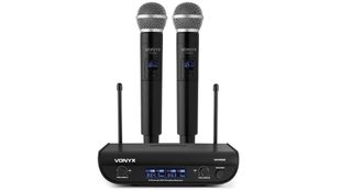Set 2 microfoane wireless si receptor UHF, 2 canale, jack 6.35mm, Vonyx WM82