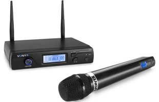 Set receptor UHF 16 canale si microfon wireless Vonyx WM61, Jack 6.3mm, XLR