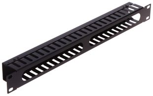 Organizator cabluri pentru rack 19 inch, 1U, metal, 24 ghidaje cabluri, negru, Safer OKR-24