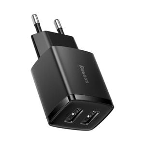 Incarcator retea Baseus compact CCXJ010201, 10.5W, 2x USB-A 5V/2.1A, negru