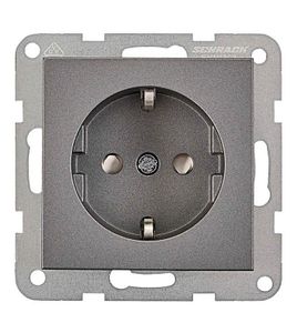 Insert priza cu protectie, montaj incastrat, conexiune elastica, antracit, 230V, 16A, IP20, Schrack EV111303