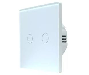 Intrerupator inteligent 2 canale SmartWise SMW-BUN-T62-WIFIBT-W, Wi-Fi, Bluetooth eWeLink-Remote, cu/fara nul, panou tactil sticla, alb