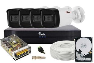Kit supraveghere complet, 4 camere Full HD, stocare 1 Terabyte, AI, GATA DE INSTALARE, KITSAF2MPEXT-P-TW