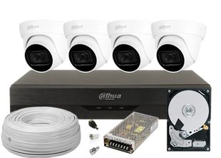 Kit de supraveghere 4 camere dome, rezolutie 8MP 4K, lentila 2.8mm, IR 30 de metri, HDD 1TB, KIT4INT2K-VAR