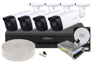 Kit complet supraveghere video, 4 camere 2 MP FULL HD, IR 80 m, HDD, DVR 4 canale, KIT-DAH-1080-80-I3-COMPLET