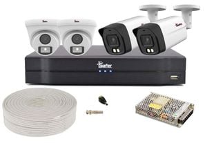 Kit de supraveghere video mixt, 2 camere dome si 2 camere bullet, 5MP, DVR 4 canale, Accesorii incluse, KITMIX-2X-B5MP+2XD5MP-ACC