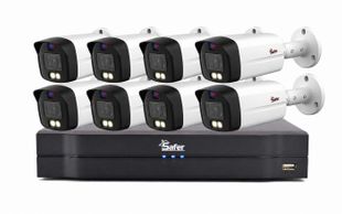 Kit de supraveghere exterior, DVR 16 canale, Audio prin HDCVI, 8x camera bullet 5MP, IR si LED 40m, Safer KIT-DVR16+8BP