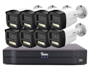 Kit supraveghere HDCVI cu DVR 16 canale, 8x camera bullet 5MP, 3.6mm, IR 40m, Safer, KIT-DVRSAF8BP