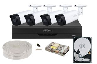 Kit supraveghere complet, 4 camere Full HD, Audio, Stocare 1 TB, AI, GATA DE INSTALARE, KITSAF2MPEXT-P-TW
