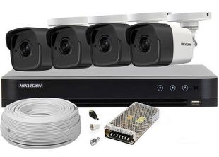 Kit supraveghere FULL HD, 4 camere cu microfon, lentila 2.8mm, IR 30 M, Hikvision