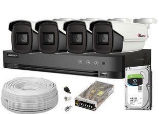 Kit supraveghere video complet cu 4 camere de exterior, 5MP, lentila 2.8, IR 40m + accesorii