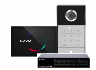 Kit videointerfon Smart Home EZVIZ CS-TP5(5MP-POEKITWT/SW), PoE, 5MP, switch, ecran tactil 7 inch, rezolutie 3K, detectie miscare,deblocare multipla