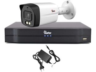 Sistem supraveghere 1 camera exterior FULL HD, LED alb 40m, DVR 4 canale, Safer KIT1EXTFHD