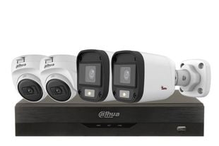 Sistem supraveghere 4 camere mixt, rezolutie 2MP/5MP, IR 20/25m, LED Alb 20m, DVR Dahua 4 canale, KIT4MIXT20DAH