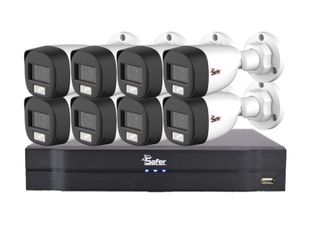 Kit supraveghere video, DVR cu 8 camere tip bullet, smart IR 20m, Safer KIT8EXT20IRSAF