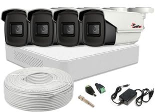 Kit supraveghere video Safer, 2 MP, 4 camere, IR 80m, DVR 4 canale, SAF-4XFHDIR80ACC
